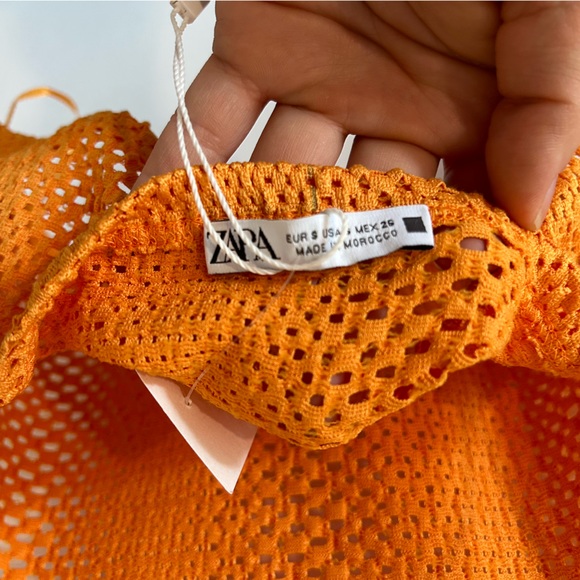 4/$25 orange mesh Zara crop top - Picture 4 of 4